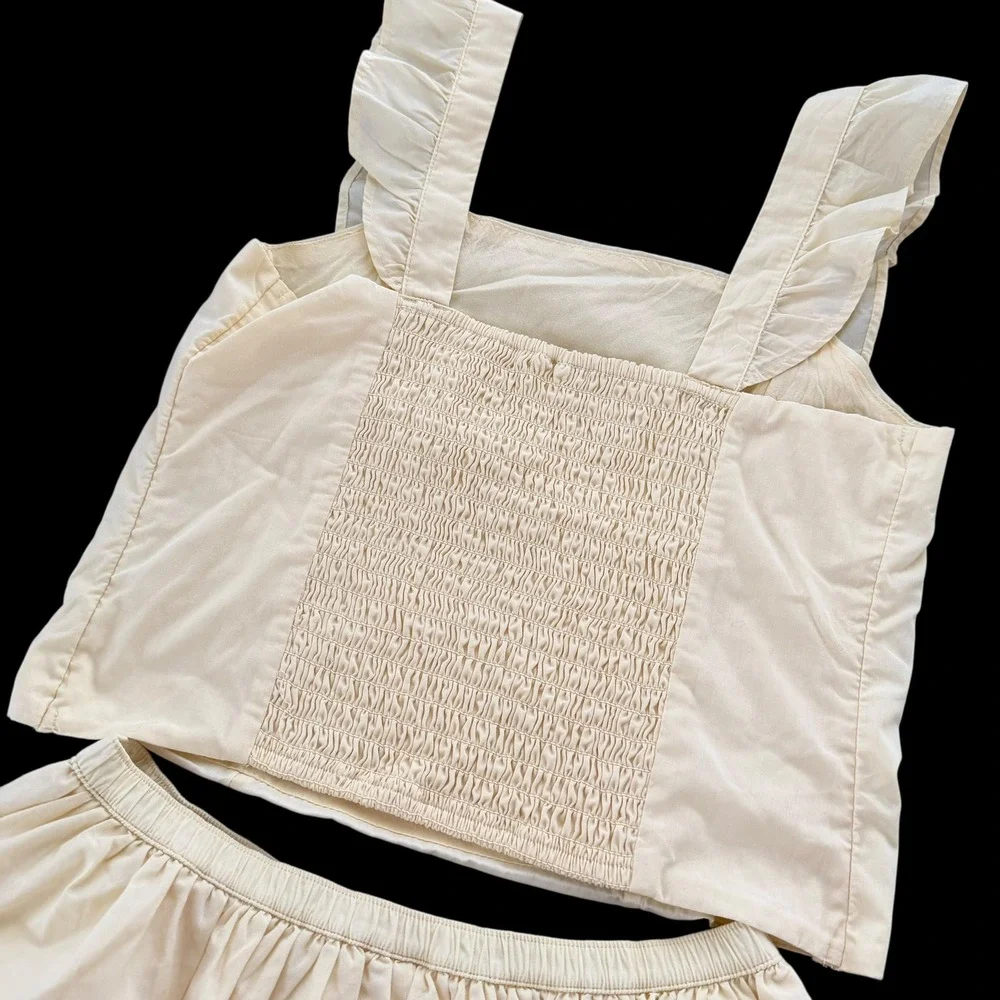 Abercrombie Kids Girls Yellow 2-Piece Ruffle Crop Top and Bubble Skirt Set 13/14